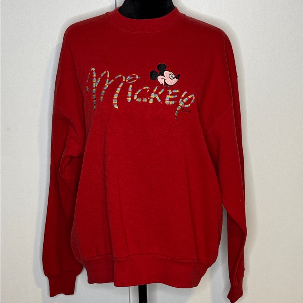 Vintage 80’s , SZ L, Disney, Red Mickey Mouse Sweatshirt, Med in USA,